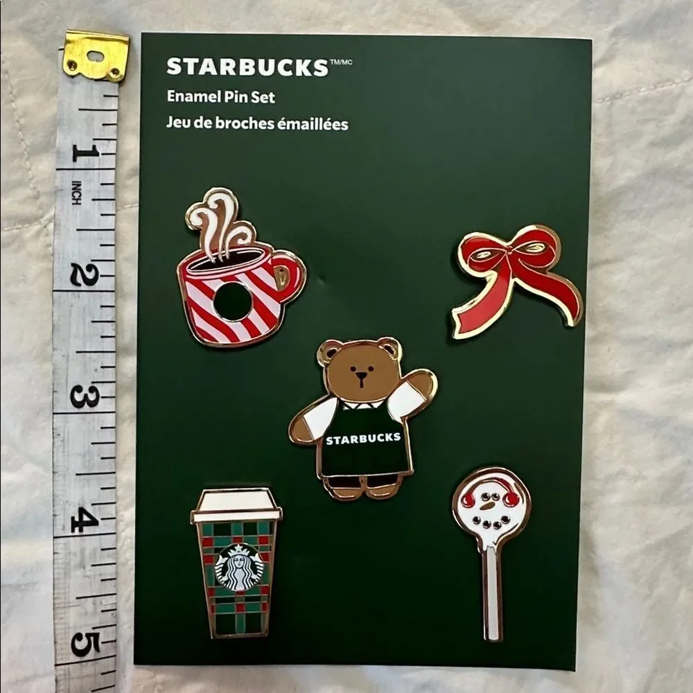 Starbucks Bear and Coffee Cup Enamel Pin Set of 5 2025 Limited Edition